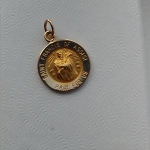 14k gold St Francis of Assisi medal